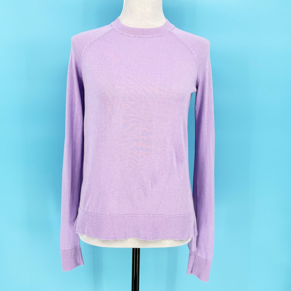 ModCloth Womens XS Lavender Purple Crew Neck Raglan Sleeve High Low Knit Sweater